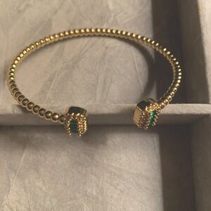 Gold vermeil 14k emerald bangle